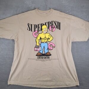 Super Fresh Simpsons Homer Simpson Buff Graphic T Shirt 3XL‎ Tan Limited Edition